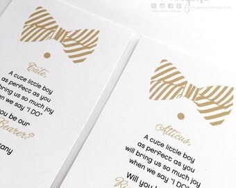 Set of 2 - Will You Be My Ring Bearer Bow Tie Cards - Small or Large Size Cards with Envelopes