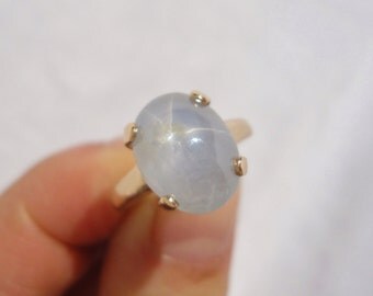 Reserved -- C1940s Signed Kimberly 14K Yellow Gold Natural Star Sapphire Ring 7.5 Carats