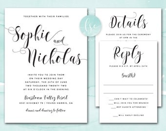 Wedding Invitation, Printable Wedding Invitation, Wedding Invitation Printable, Wedding Invite, Wedding Invitation Suite | DIGITAL PRINTABLE