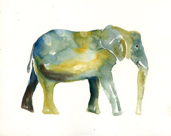 ELEPHANT Original watercolor painting 10X8inch