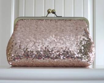 Rose Gold Blush Sequin Clutch,Wedding Accessories,Bridal Accessories,clutch purse,Wedding Clutch,Bridesmaid Clutch, Bridal Purse