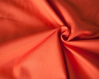 Orange velour fabric in organic cotton. Organic fabric in mandarine red by the 1/2 meter.