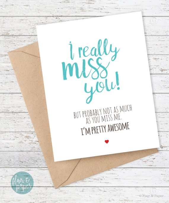 I miss you Card Boyfriend Card Funny Cards Funny by FlairandPaper