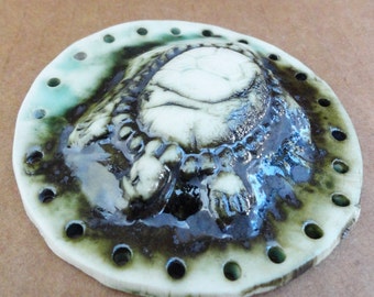 3D Turtle Start for Basketry White Green Black Metallic