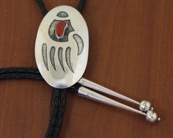 Navajo Silver Bolo Tie Bear Print