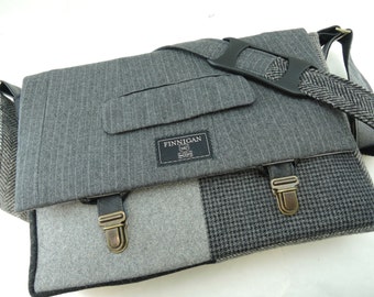 Laptop bag, 13" Macbook pro Messenger bag Macbook,Laptop Sleeve, Vintage, Wool, Trunk Latch,Recycled Suit Coat