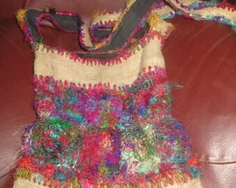Vintage hippie boho hemp shoulder bag