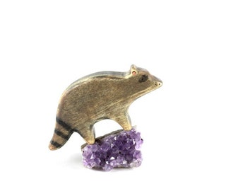 raccoon wooden toy, raccoon, wood toy animals, wood waldorf toy, waldorf raccoon toy