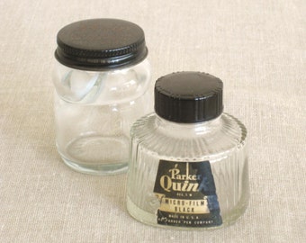 Antique Writing Pen Ink Bottles, Glass Collectible, Office Supplies, Storage, Organization, Desk Accessories,Clear,Inkwell,Label, Collection