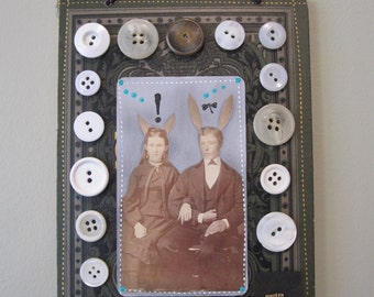 Power Couple mixed media assemblage, 3D collage, tiny art