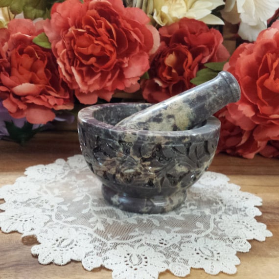 Mortar and Pestle Set Flower Garden Mortar by TheShabbyWitch