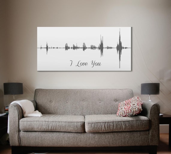 I Love You Sound Wave Canvas - Gray