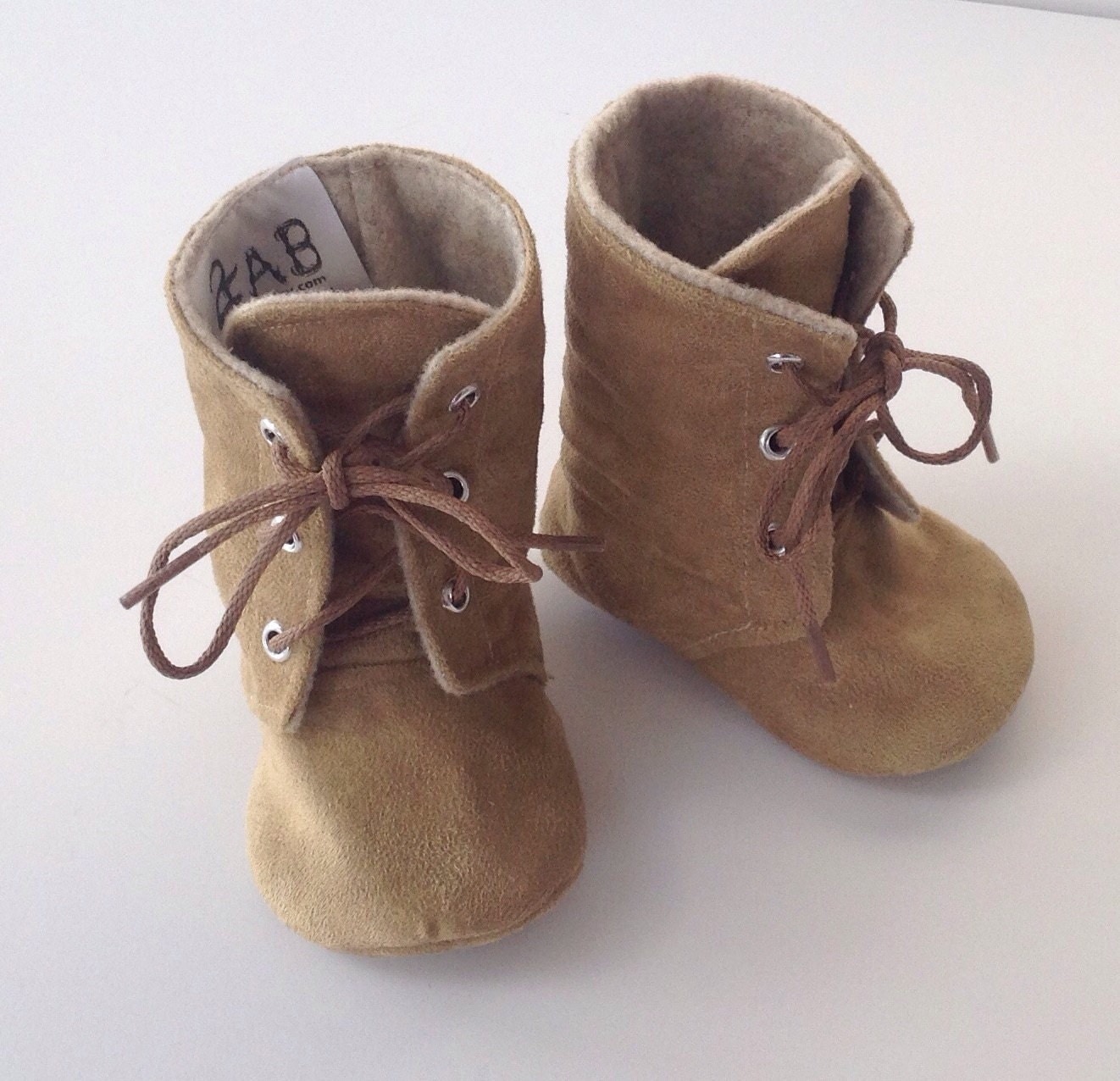 Tan Baby Combat Boots Suede Newborn size up to 3T FREE
