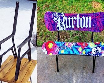 Snowboard Bench Metal Leg Frame, 15.75 Inch High Seat. Your Snowboard + 2 x 10 Board Make A Great Bench. Unfinished Steel, Set Of 2