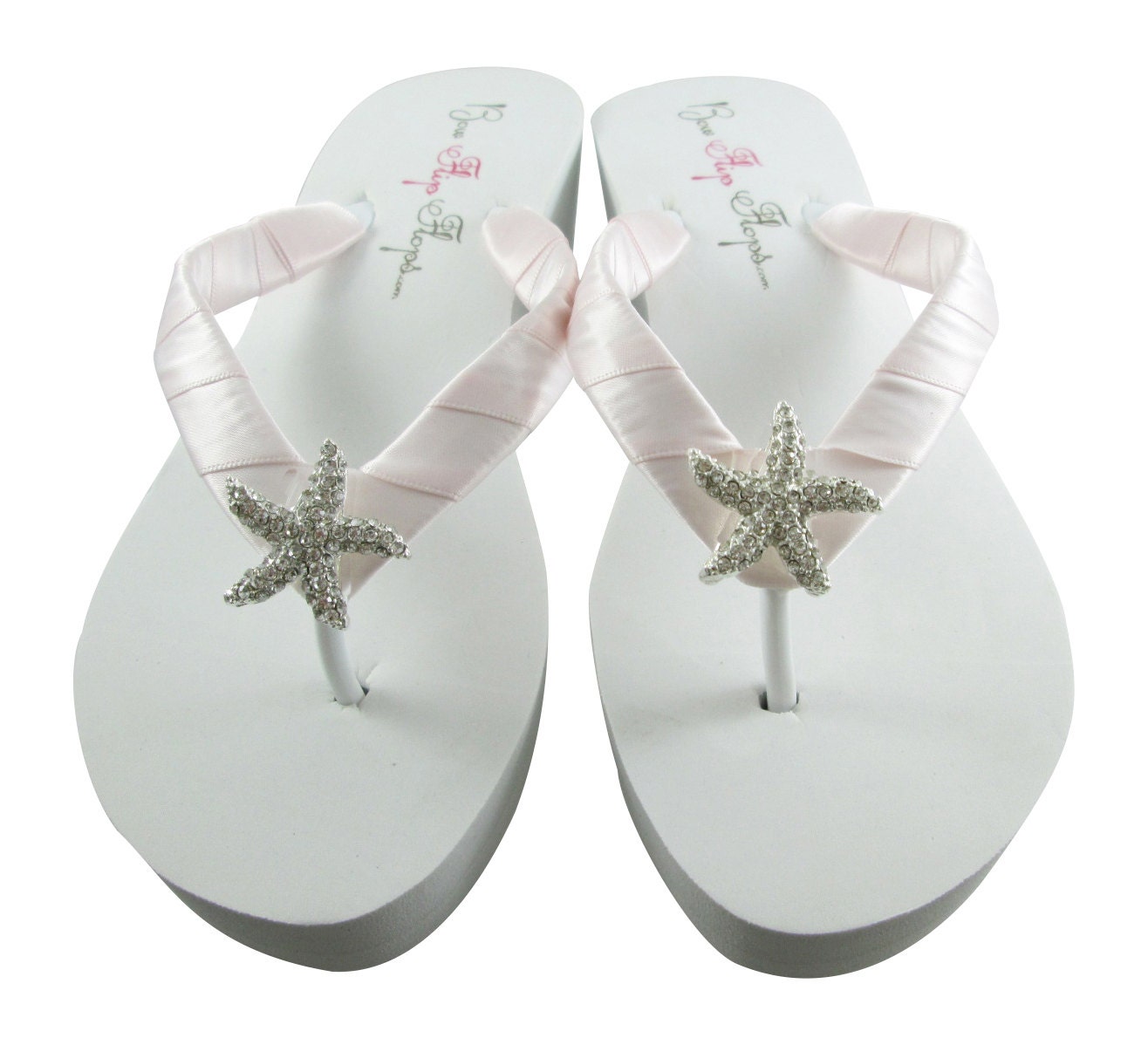 Bridal mint bling flip flop wedges/ Starfish by BridalFlipFlops