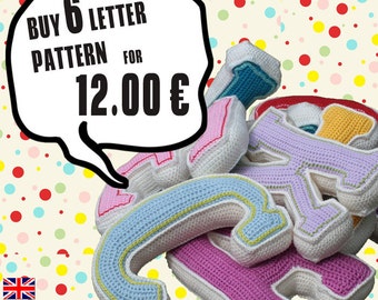 Special Deal - Buy 6 crochet letter pattern, PDF in English, Deutsch