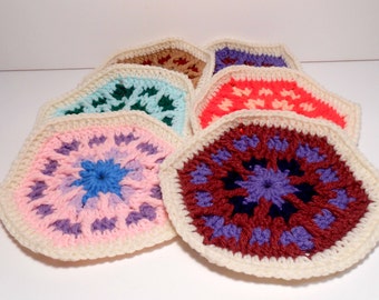 Hexagons, Pack of 6 Hexagons, Destash Hexagons, Crocheted Hexagons