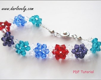 Beaded Bracelet Tutorial Pattern - Puffy Flower Bracelet (BB082) - Beading Jewelry PDF Tutorial (Instant Download)