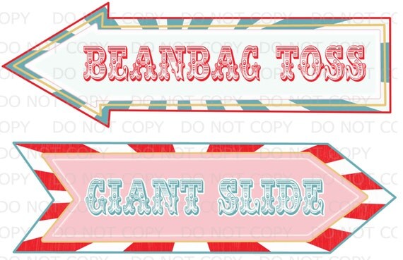 Printable DIY Circus Party Sign and Arrows INSTANT DOWNLOAD