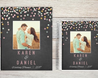 Custom Wedding Planner, Wedding Book, Wedding Planning Guide, Wedding Planner Book, Bridal Planner, Engagement Gift, colorful confetti