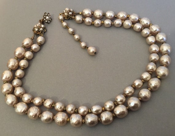 Vintage Miriam Haskell Pearl Necklace Signed by EyeCandyAntiques