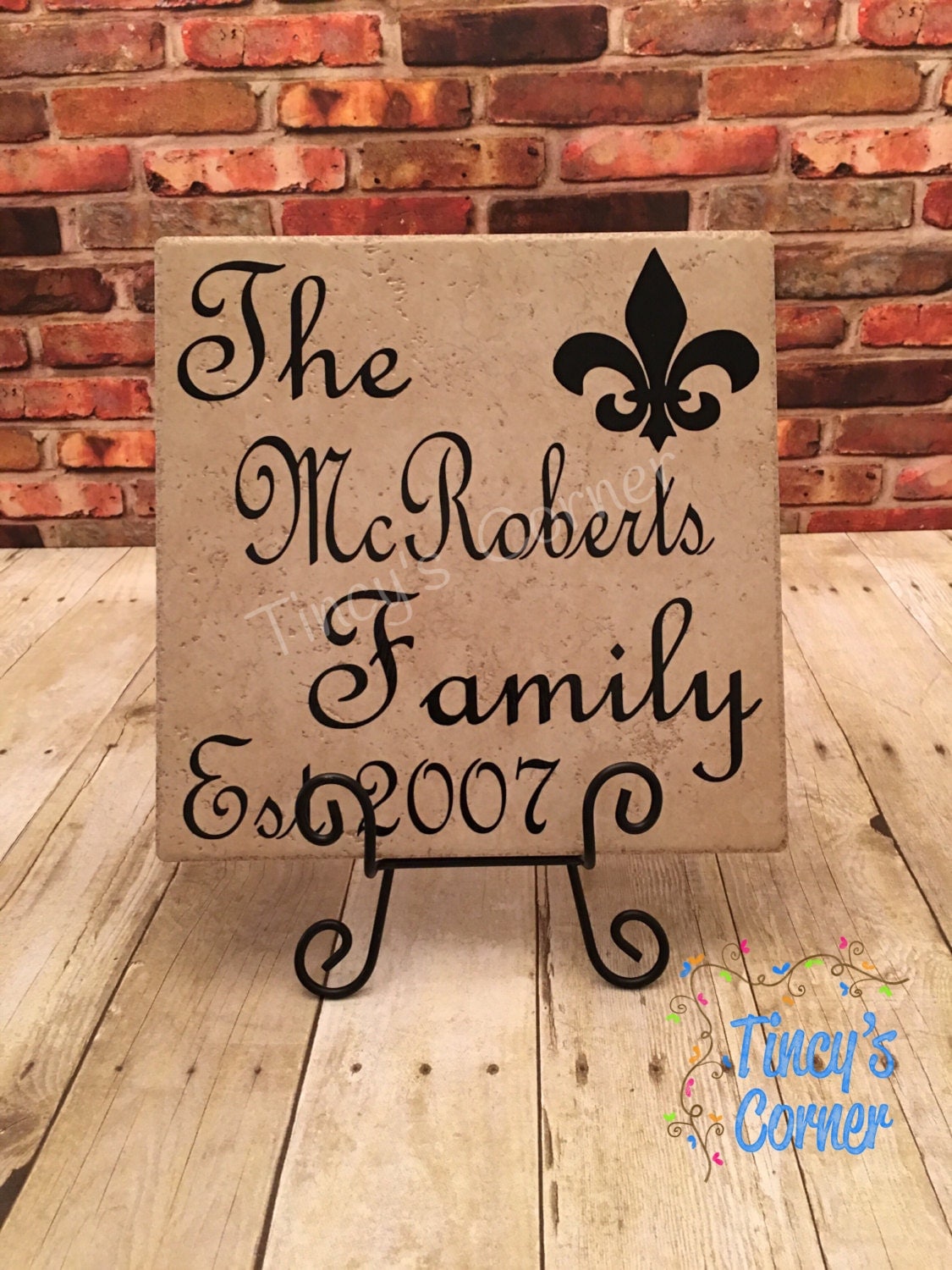 Ceramic Tile Name Plate with Last Name Family Established