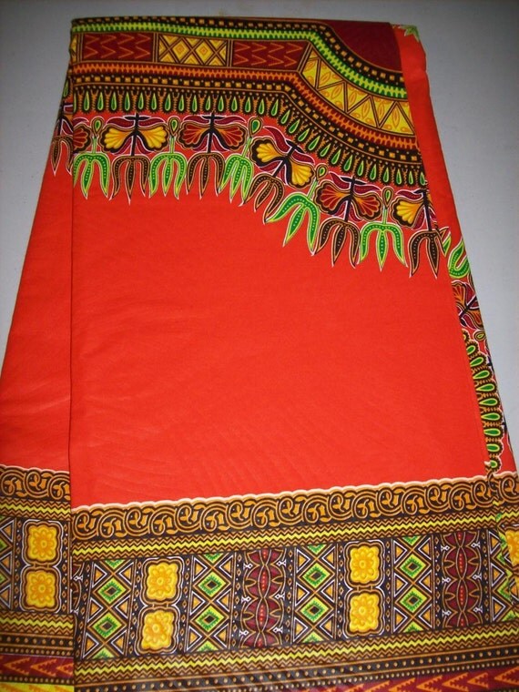 Orange color dashiki print fabric wholesale 6 yards/ Dashiki