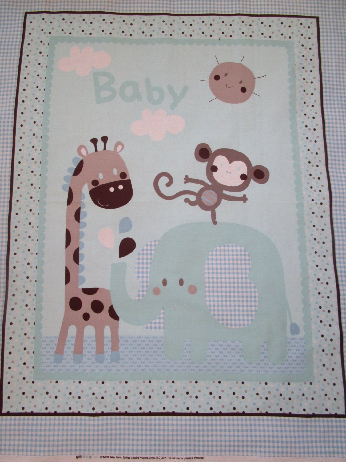 Baby boy fabric panel baby jungle animals fabric by Pickspatches