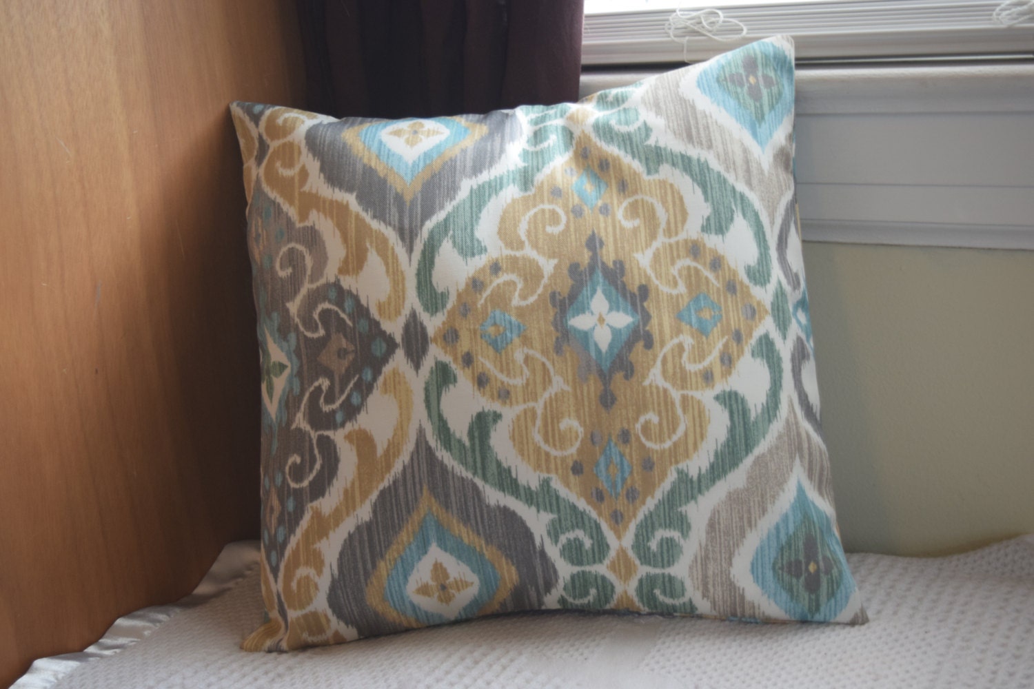 Turquoise gray and gold Outdoor Pillow covers