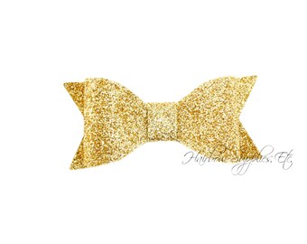 Gold Double Layer Glitter Bow 2.5 inch - Gold Glitter Hair Bow, Gold Glitter Hair Clip, Gold Glitter Bows, Gold Glitter Bow, Gold Hair Bows