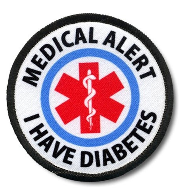 I Have Diabetes Black Rim Medical Alert Symbol Sew-on Patch