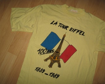 Eiffel Tower 1989 Tee - Vintage France La Tour Eiffel 100 Years Ans T Shirt Lrg