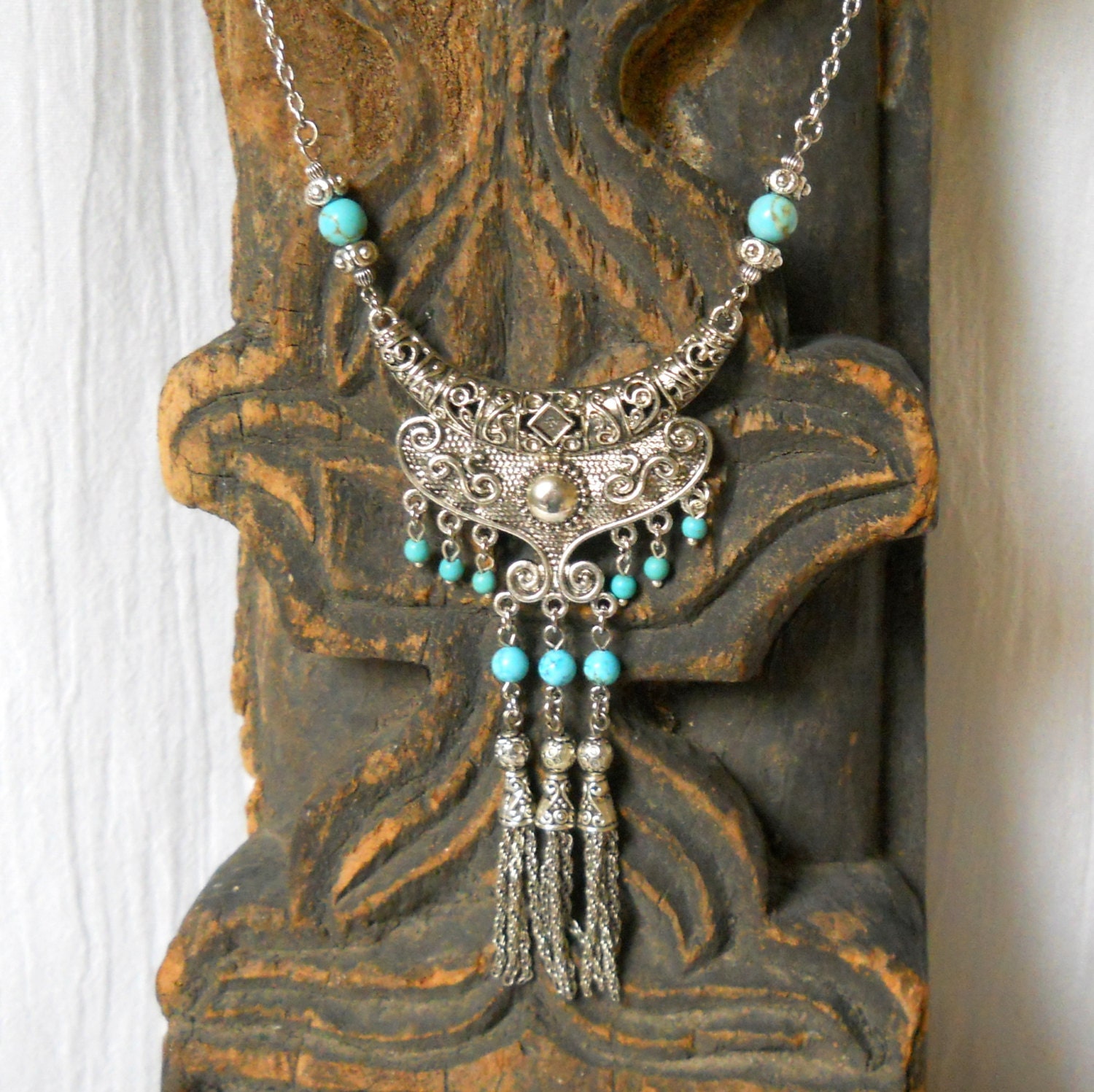 bohemian necklace tassel necklace gemstone necklace boho