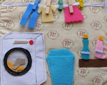 Laundry Quiet Book Page / Quiet Book / Quiet Activity Book / Birthday Gift For Toddler / Soft Activity Book / Childrens Book /Felt Book