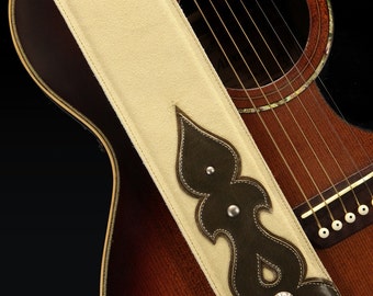 Suede Guitar Strap, Custom Leather Guitar Strap: Heavenspyre Guitar Strap