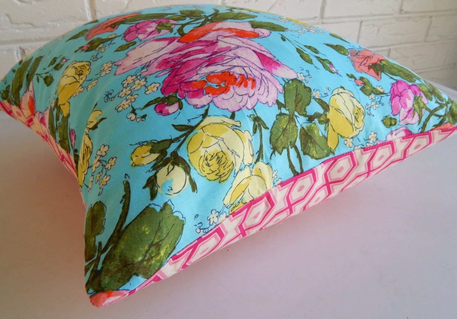 CLEARANCE Vibrant Floral Pillow Cover Cottage Chic Modern