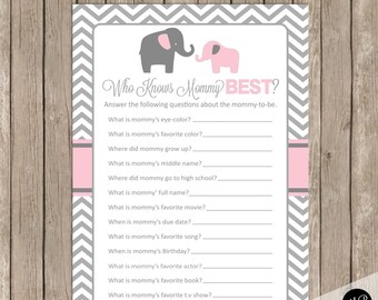 Elephant Baby Shower Game - Who Knows Mommy Best Game, pe1
