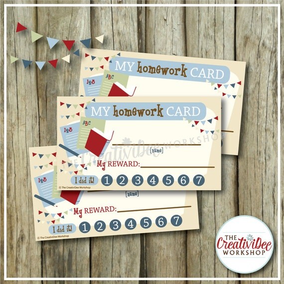 Homework Punch Cards School Reward Cards by CreativiDeeWorkshop