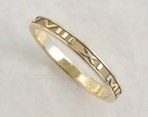 wedding rings roman numeral stackable