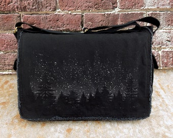 Messenger Bags - Stars and Night Landscape - Screen Printed Messenger Bag