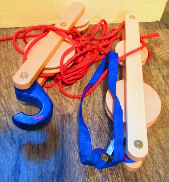 Haba Beech Wood Toy Block and Tackle Set. Made in Germany.