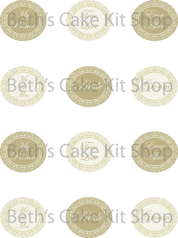 Printable Wedding Cupcake Toppers Download by BethsCakeKitShop