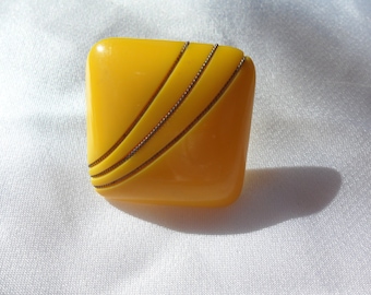 Authentic Vintage BAKELITE Yellow Pierced Earrings RARE One Of A Kind Large Different