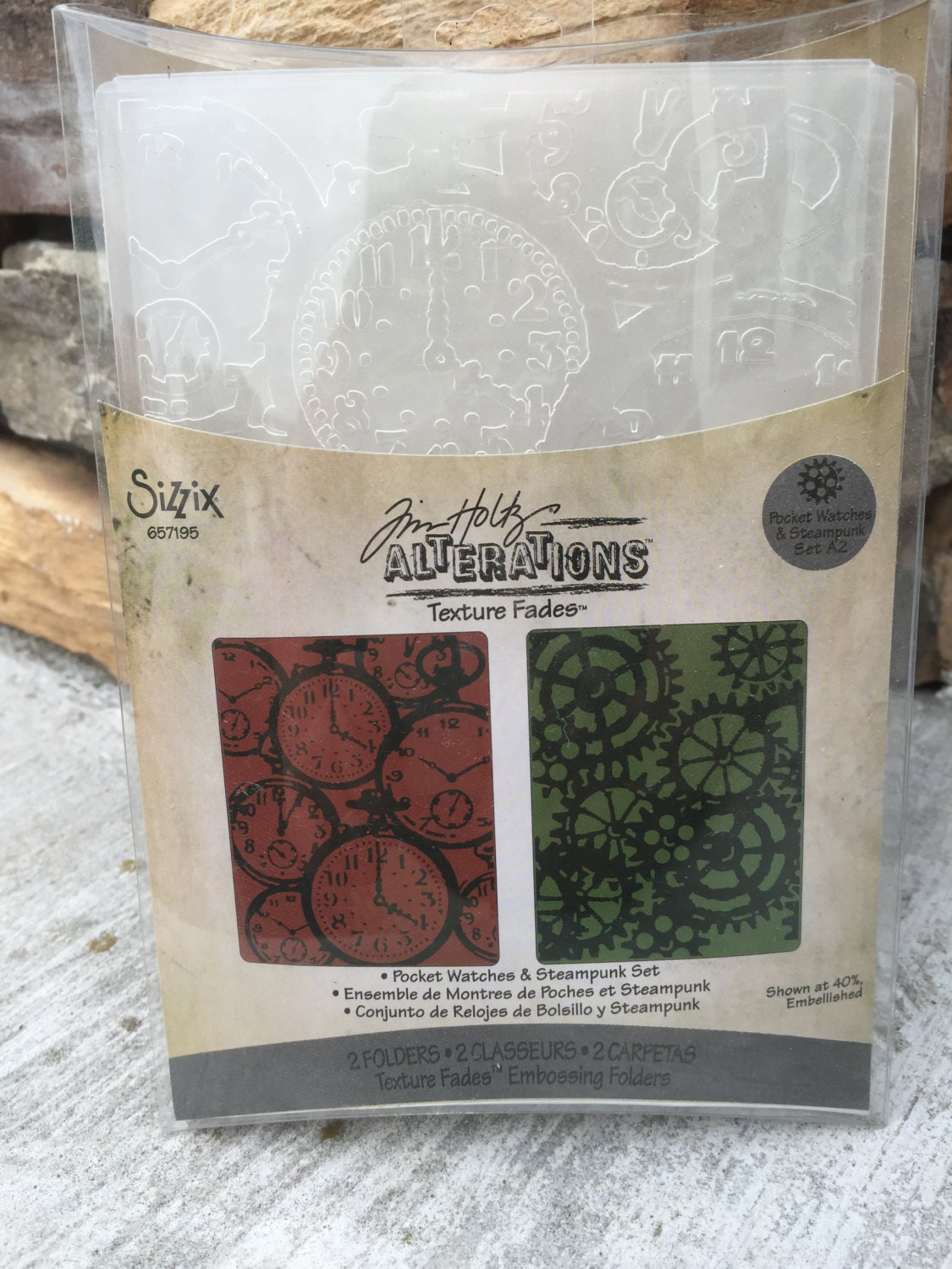 50 off Tim Holtz embossing folder clock and gears steampunk