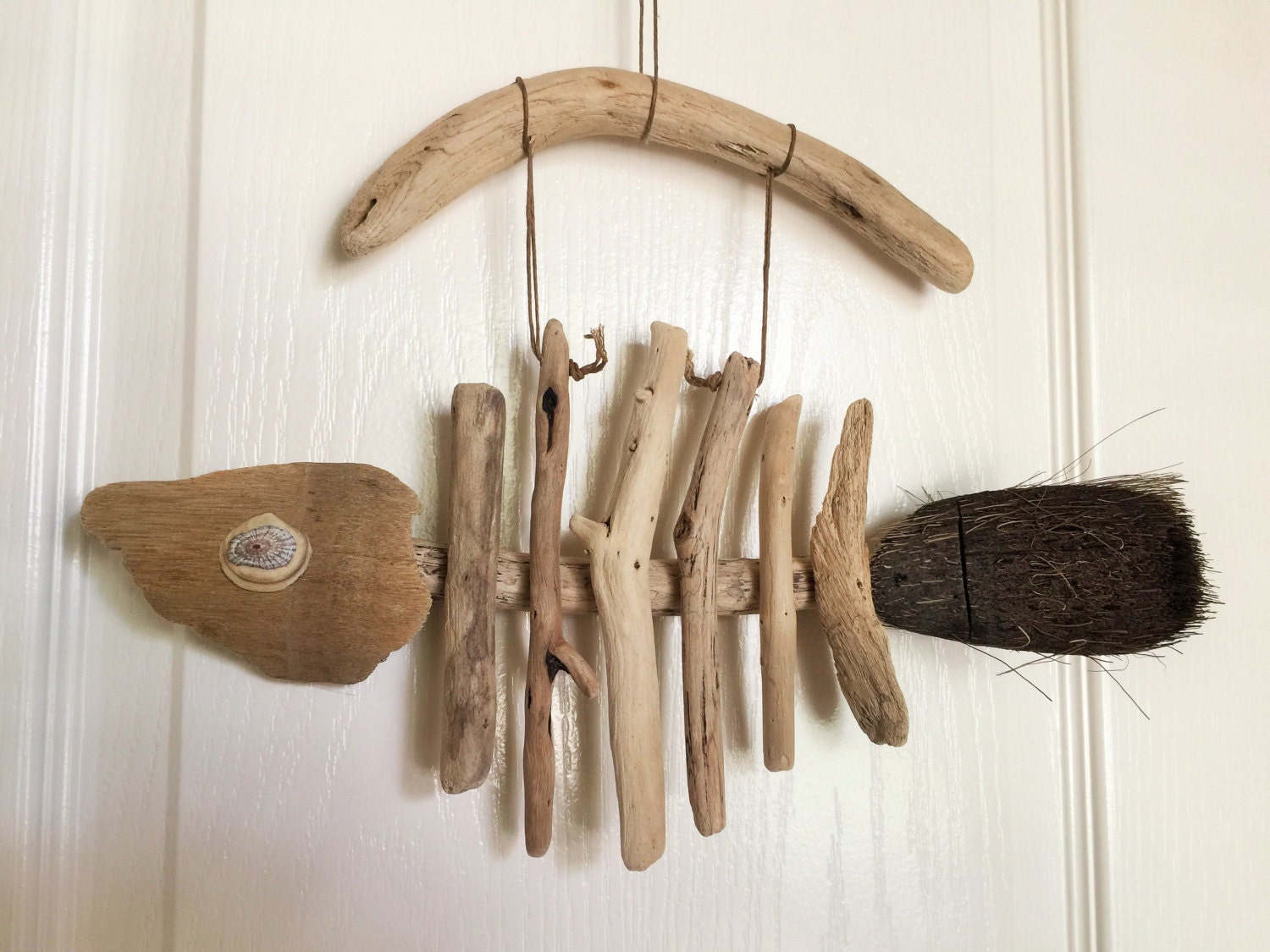 Driftwood Skeleton Fish Coastal Decor Wall Hanging Outdoor