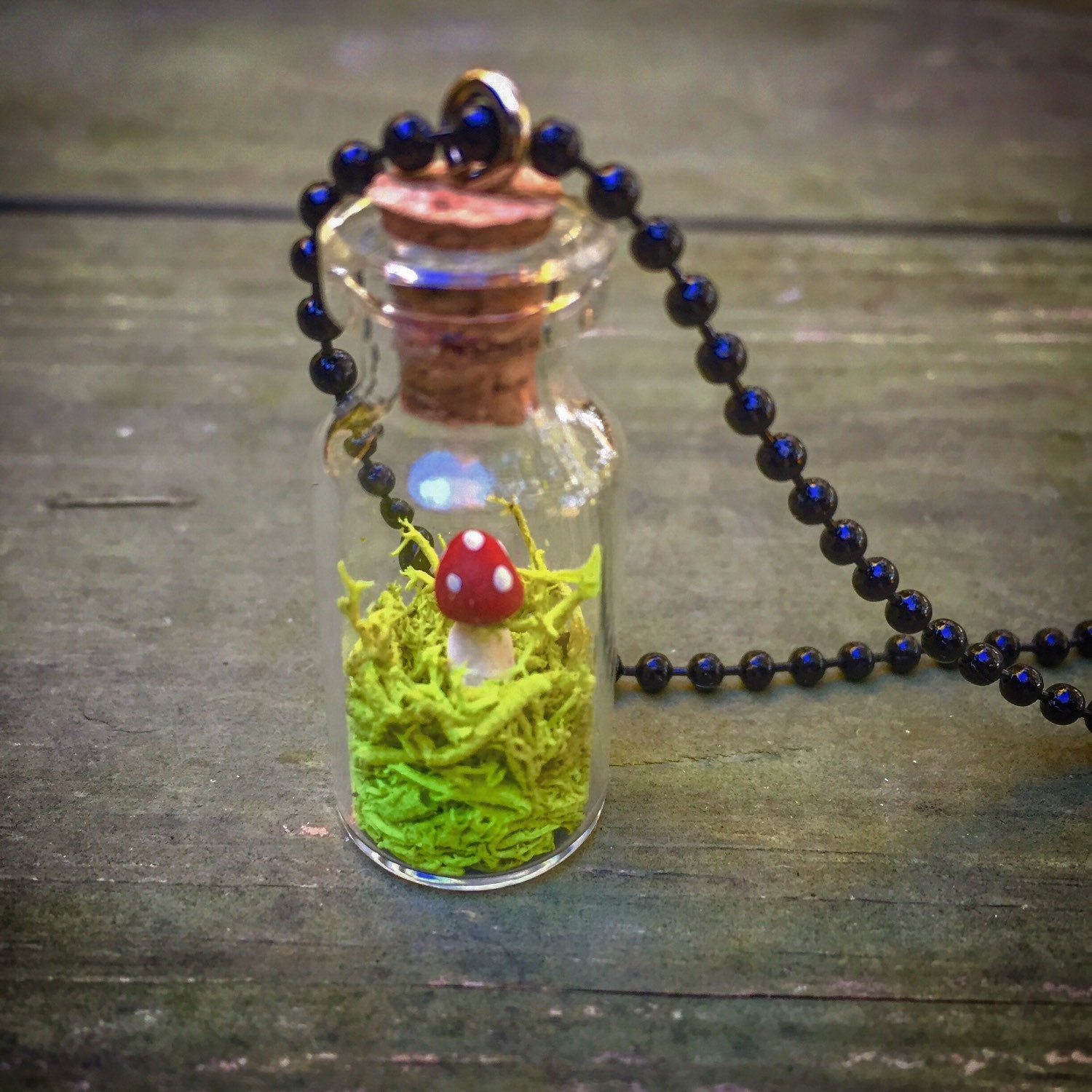 Mushroom terrarium necklace