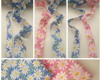 Flower on Blue 1/2" Double Fold Bias Tape / 1" Single Fold Bias Binding Tape