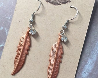 Rose Gold Feather Earrings