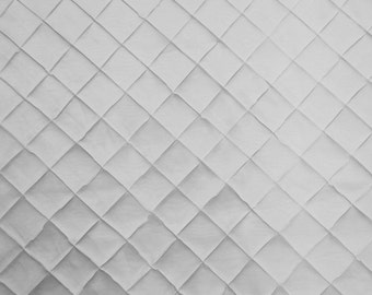 White Pintuck taffeta iridescent 2"x2" diamond 54" wide per yard tablecloth colors