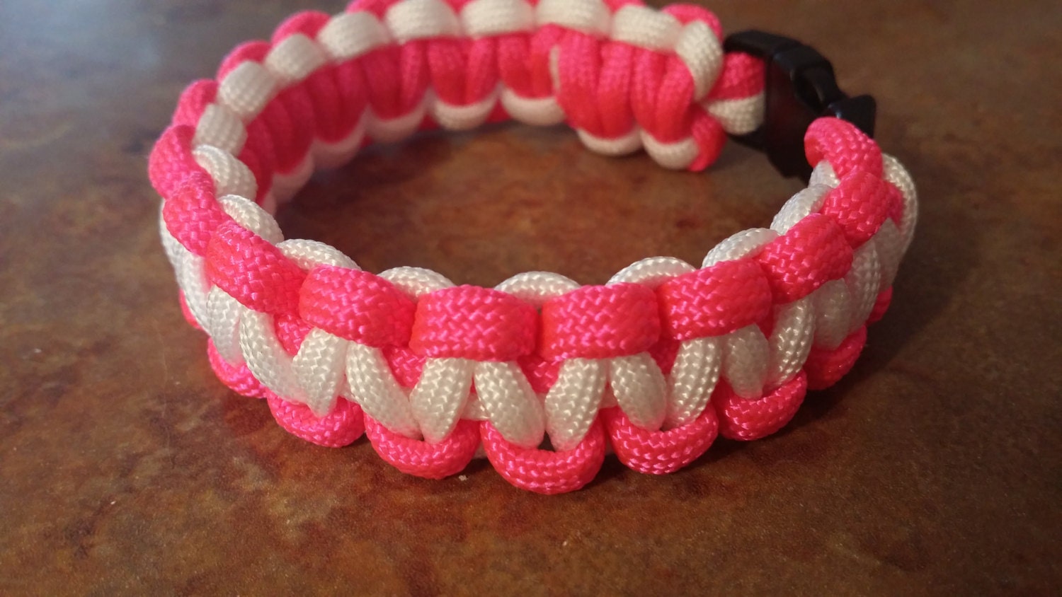 Neon Pink and White Paracord Bracelet casual bright summer